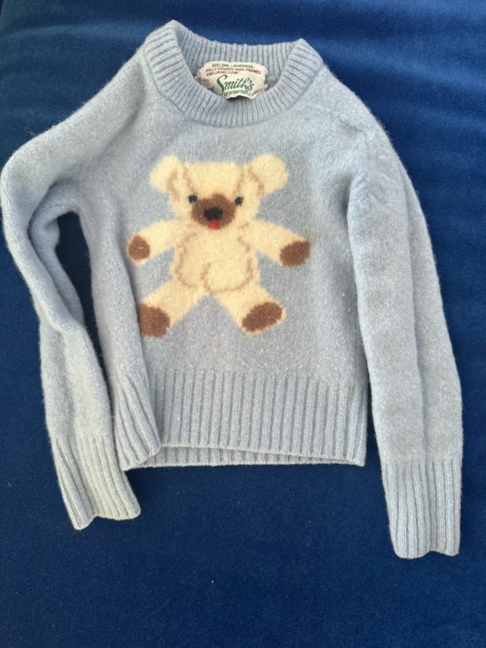 Adorable vintage Smiths of Bermuda teddy bear baby sweater